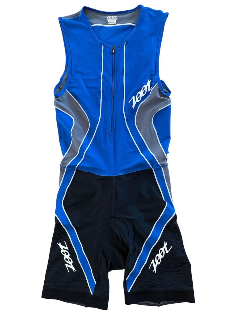 ZOOT MENS CORE TRIATHLON SLEEVELESS RACE SUIT BLUE GRAY TRAINING RACE DAY LARGE